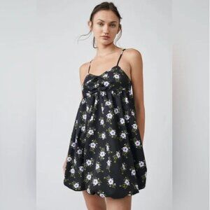 New! Free People In A Bubble Mini Dress in Black Floral Women's Size XL
